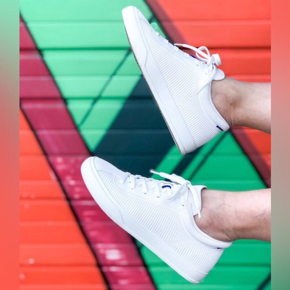 Rothy's The Lace Up Sneaker In Classic White Womens Size 5 Preppy Minimalist
